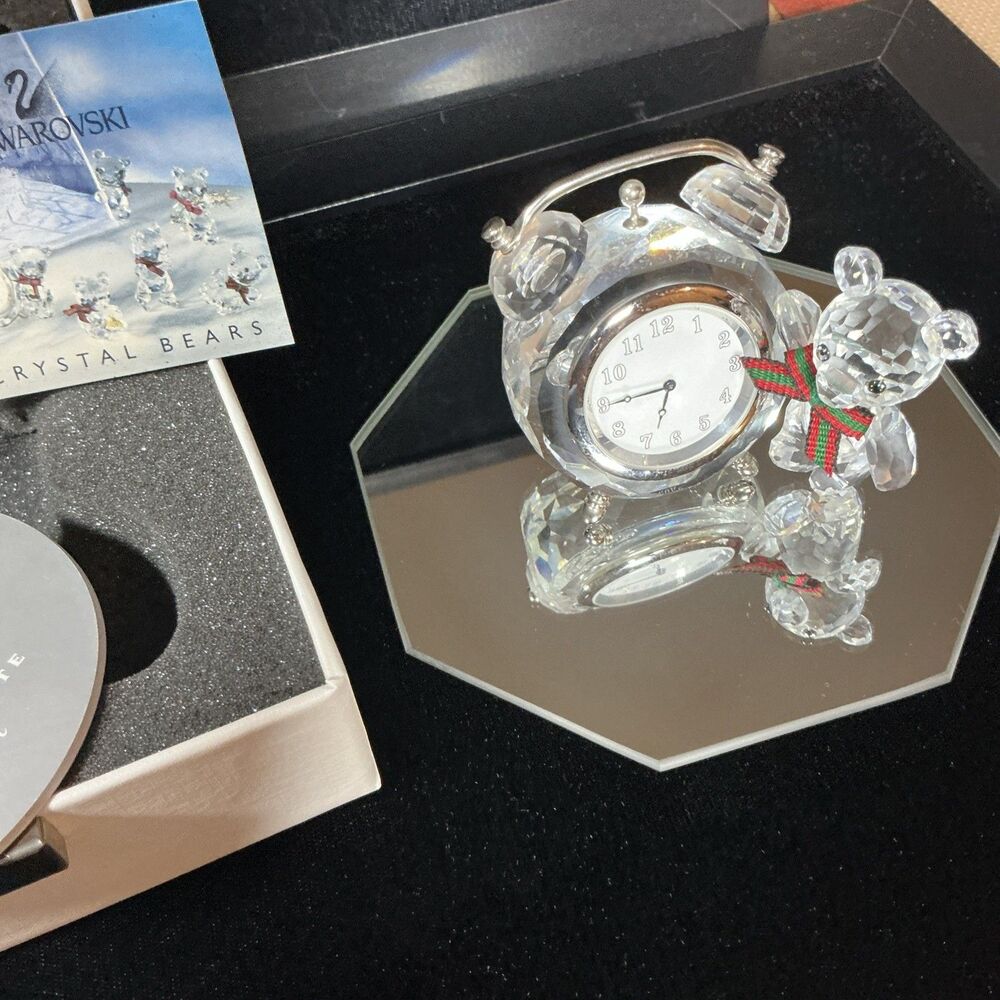 a retired Swarovski crystal Kris Bear table clock (212687) + original packaging